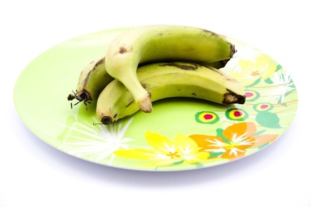 Fresh banana on plateの写真素材