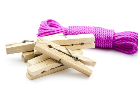 Clothesline with wooden clips