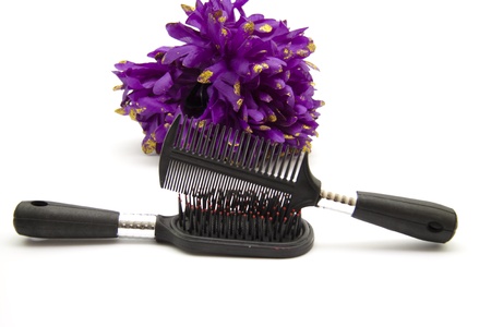 Hairbrush with hair combの写真素材