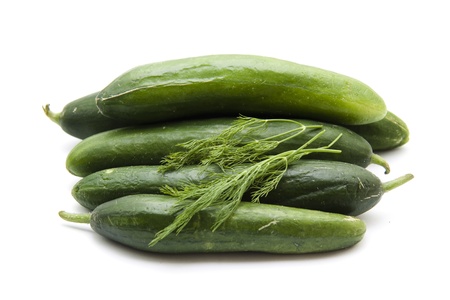 Cucumbers with dillの写真素材