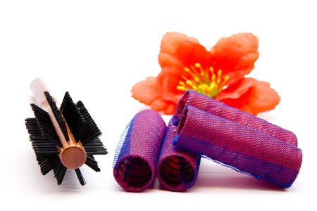 Locks roller with hairbrushの写真素材