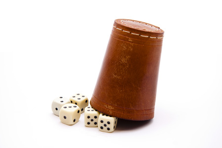  Dice cup with cubeの写真素材