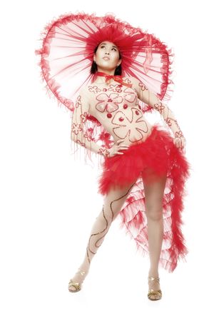 young dancer in dance suit, studio shotの写真素材