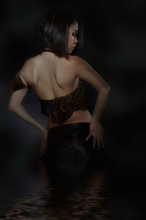 Attractive woman in ñostume amazon, studio shotの写真素材
