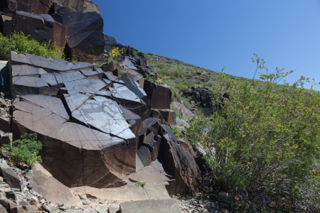 Tamgaly is a petroglyph site in the Semirechye, Kazakhstan.の写真素材