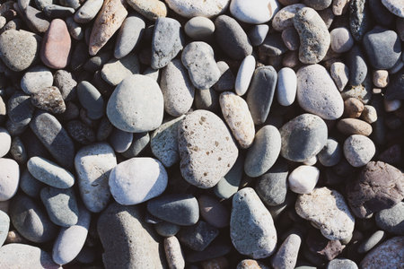 Natural beach rocky textured background in a light of sun.