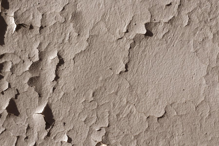 Old cracked retro color paint peeling off the wall. Horizontal background for copy space