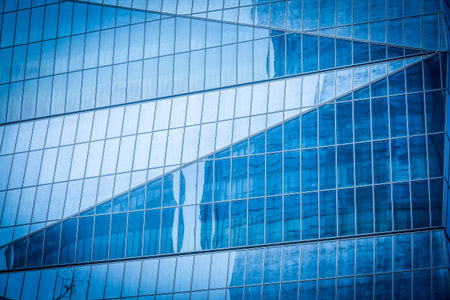 Blue glass office building