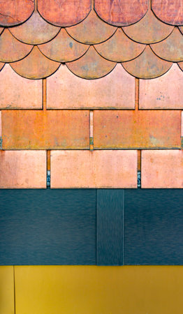 Texture of metal shingles close-upの写真素材