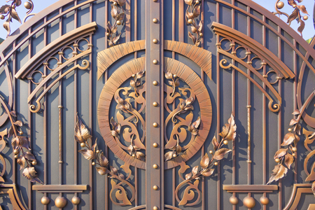 close up of forged element vintage fenceの写真素材