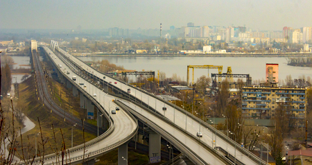 Ukraine. Kyiv. Pivdenny Mist Southern Bridgeの写真素材