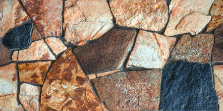 Dry stone wall texture background close up