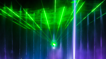 The city of Vinnytsia is a waterfront near the Roshen plant, in the evenings the fountain shows a laser show for residents and guests of the city.の写真素材