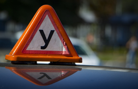 Sign educational car on the roof close upの写真素材
