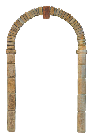 stone arch isolated on white background close-upの写真素材