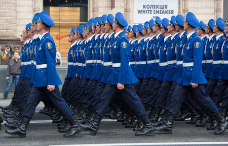 KYIV, UKRAINE - MAY 24, 2017: Military parade in Kyiv dedicated to the Independence Day of Ukraine,...