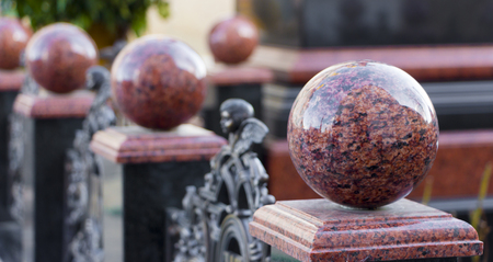 Detail of railing made of granite in an old buildingの写真素材