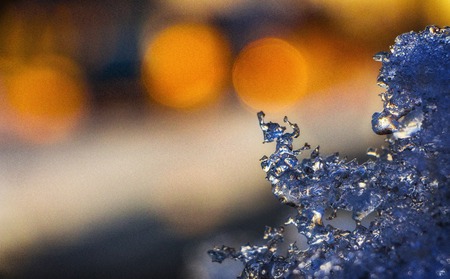 Icicles in cold winter evening. Close-up view. Selective focusの写真素材