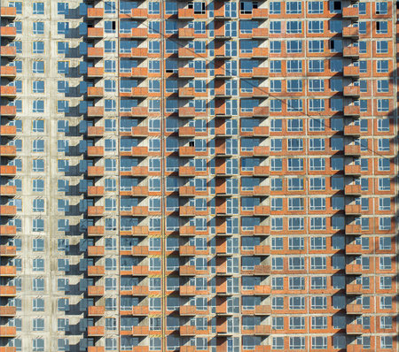 reinforced concrete wall of a multi-storey building in the process of construction. close up