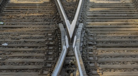 Railway pointwork, railway tracks, high speed railの写真素材