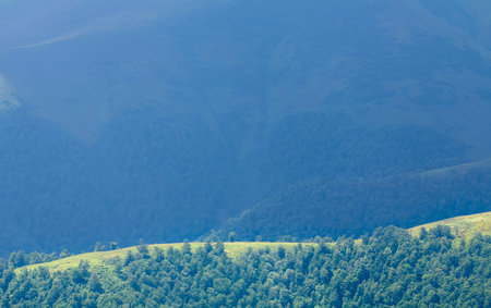 A blue haze on the horizon in the mountains, Ukrainian carpathians