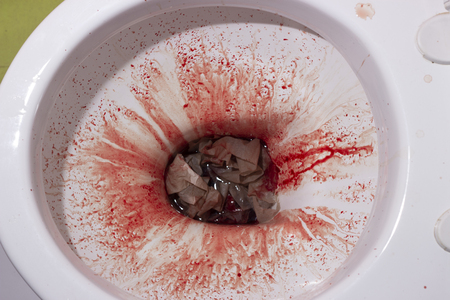 Kitchen sink with blood for halloween close upの写真素材