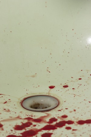 Kitchen sink with blood for halloween close upの写真素材