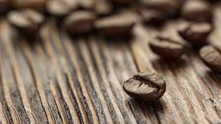 Coffee on grunge wooden background close upの写真素材