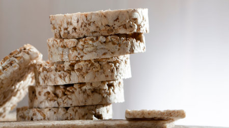 Sliced Oatmeal Bread on old Wooden Table close up