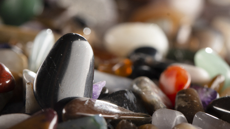 background from multicolored polished stones background rextureの写真素材