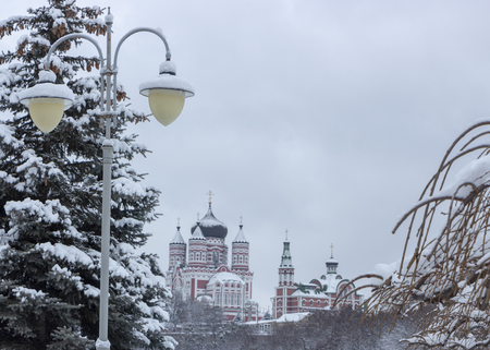 Feofaniya is a park. The Orthodox cathedral towers under it.の写真素材