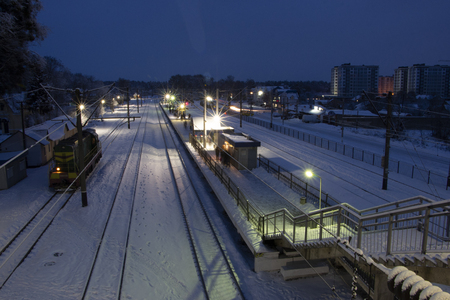 empty pathway on the overpass bridge under the sky train railway track at morningの写真素材