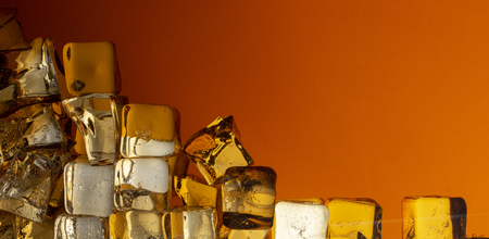 Close up view of the ice cubes in cola backgroundの写真素材