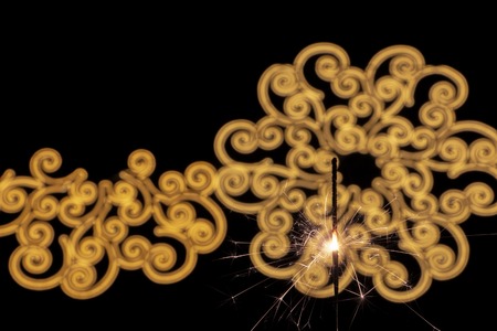 Flames of Bengal fire on the streets of the night city in defocus backgroundの写真素材