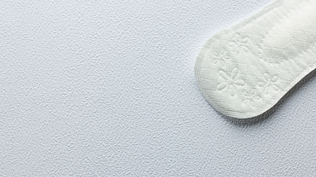 Hygienic daily ultra-thin panty liners on a white background Close upの写真素材