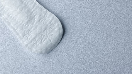 Hygienic daily ultra-thin panty liners on a white background Close upの写真素材