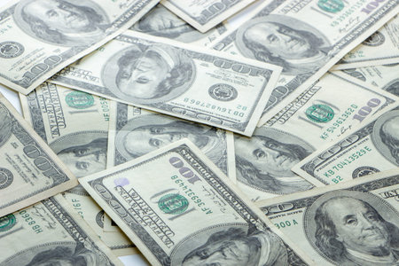 Background with money american hundred dollar bills texture