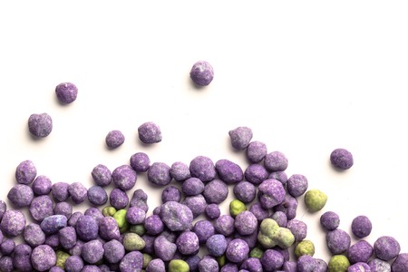 Purple mineral fertilizer, prolonged action with microelements, for application to the lawn in the spring. Professional fertilizer. Textureの写真素材