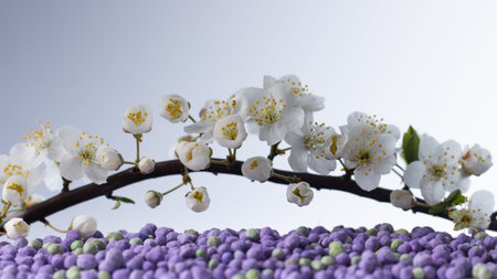 Flower growing from mineral fertilizers. Concept background.