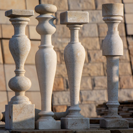 Pallets with natural facing stone and cobblestones Score