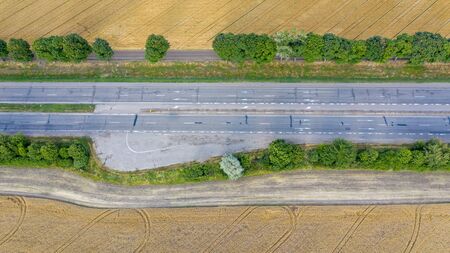 Empty motorway view from above close upの写真素材