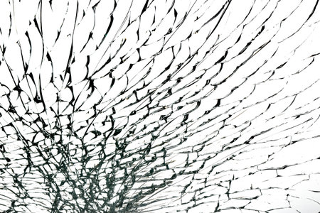 glass crack hole from a ball on a white background