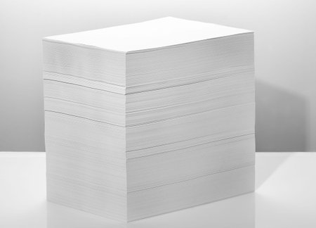 Stack of office paper, on a white background. Concept, minimalism