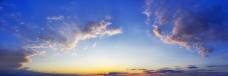 Dawn or sunset over the clouds. View from the plane. Relaxation meditation and travel concept.の写真素材