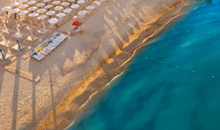 Unsuccessful tourist season due to pandemic. View from the drone.の写真素材