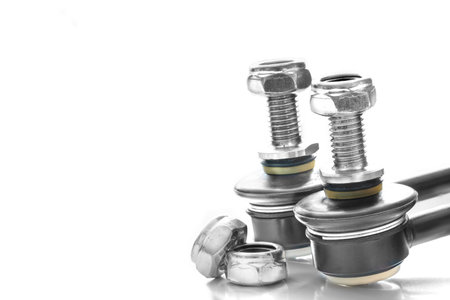 two rack stabilizer of front car suspension on white background