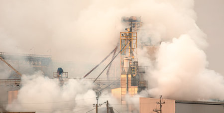 Harmful emissions from heavy industry are causing global warming and climate change.の写真素材