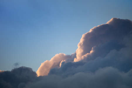 Bright blue sky with white clouds. Panorama. Natural background.の写真素材