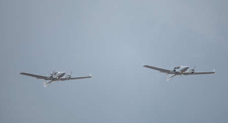 Military combat drones in the air. Patrol the airspace.の写真素材