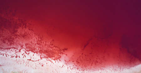 Pink lake water and salt top viewの写真素材